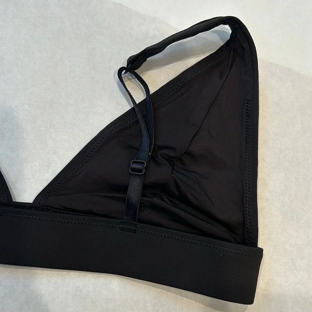 Skims recycled swim plunge bikini top Onyx black women’s size large new w tags